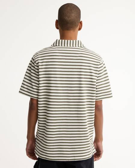 Farlam Striped Tailored Polo Shirt Whisper White