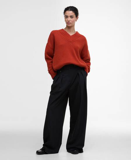 Antonia V-Neck Jumper Burnt Orange