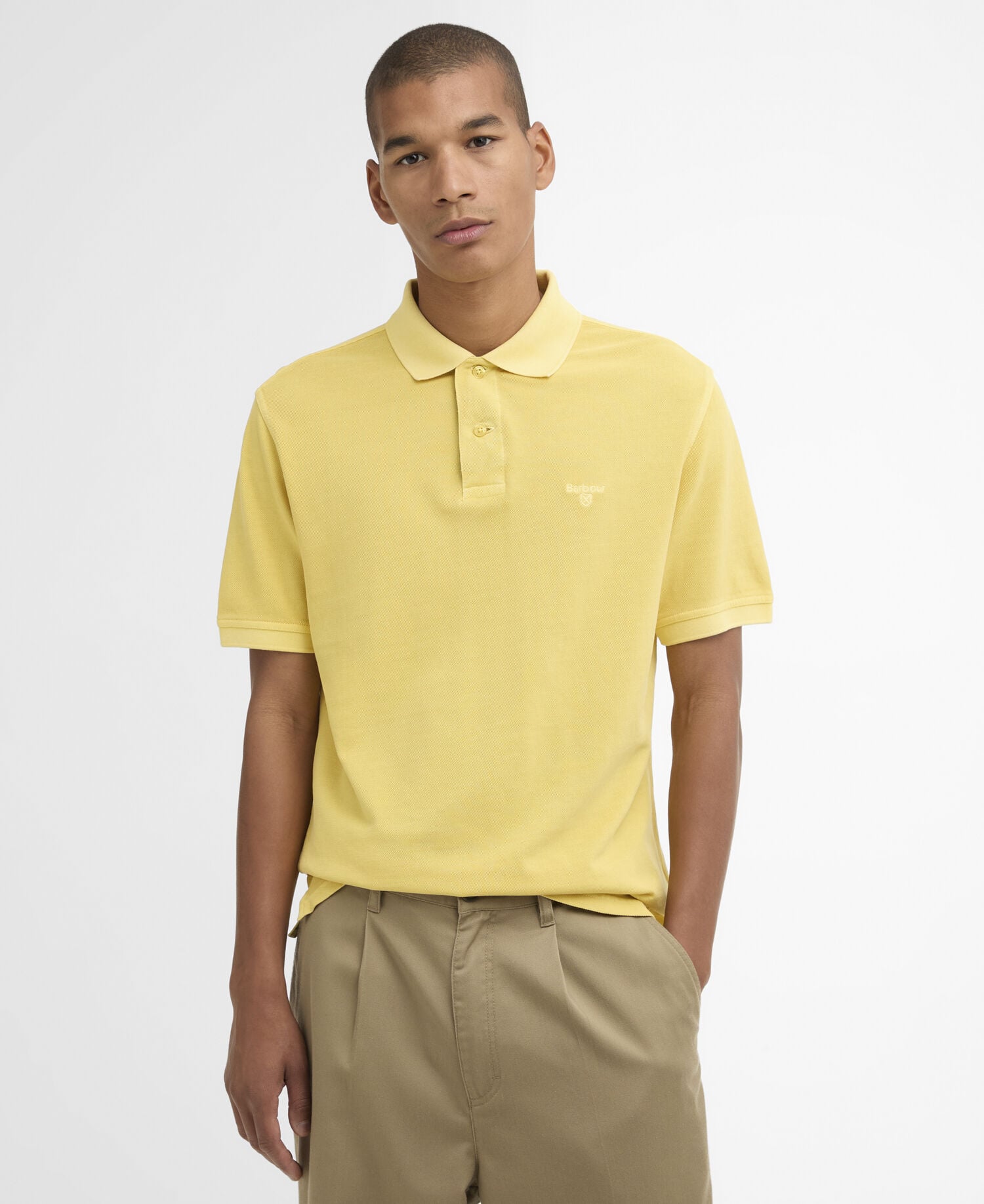 Poloshirt Washed Tartan Tailored Pique Washed Yellow