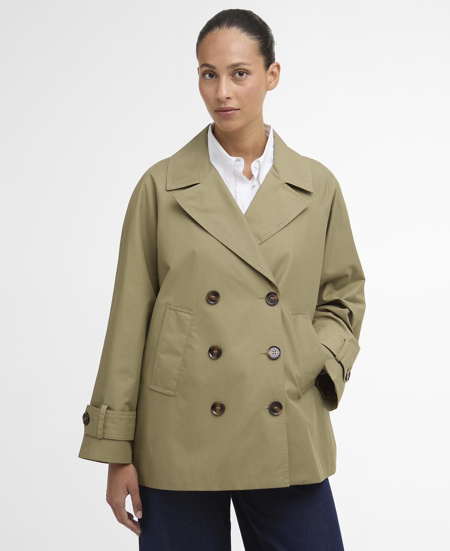 Maisy Showerproof Jacket Bleached Olive/Dress Navy Tartan