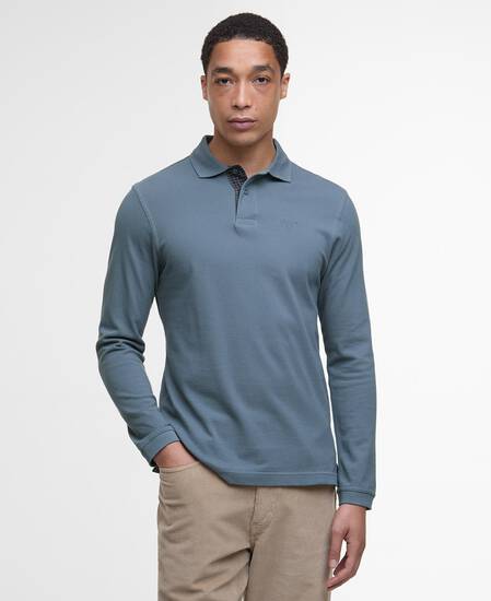 Essential Long-Sleeved Polo Shirt Bluestone