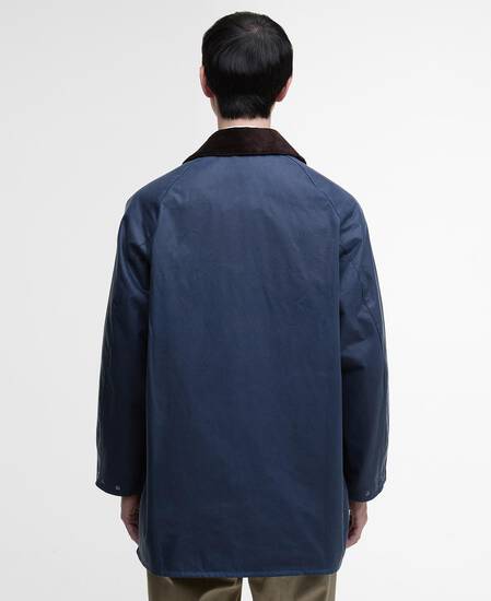 Oversized Beaufort Waxed Jacket Washed Cobalt