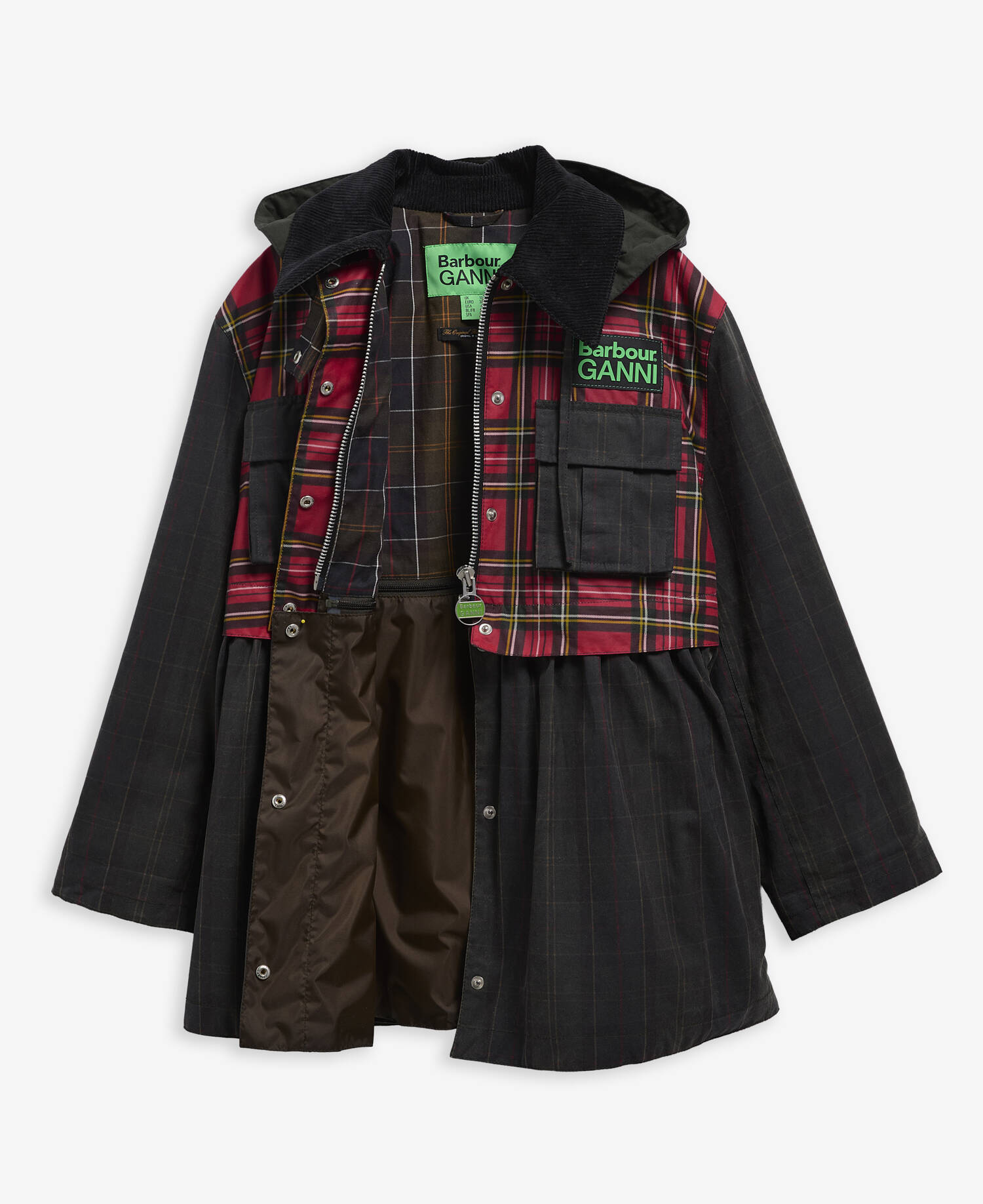 Barbour x GANNI Tartan Peplum Waxed Jacket Classic/Royal Stewart/Charcoal/Classic Tartan image number 7