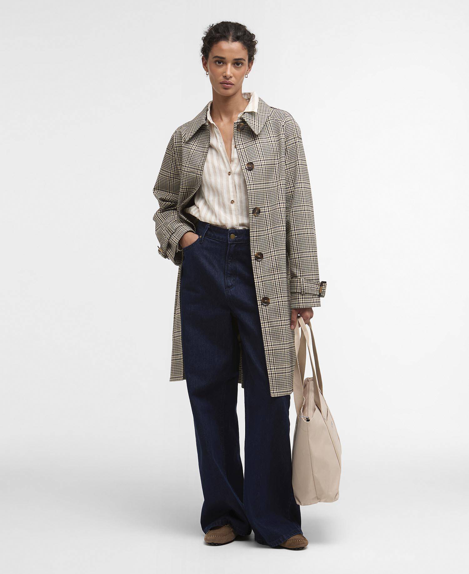 Maia Check Showerproof Trench Coat Olive Prince Of Wales Check image number 1