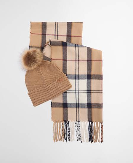 Dover Beanie & Hailes Scarf Gift Set Hessian Tartan