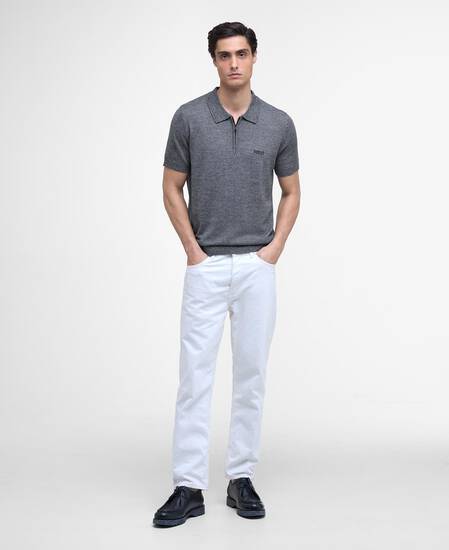 Maverick Mouline Knitted Polo Shirt Black