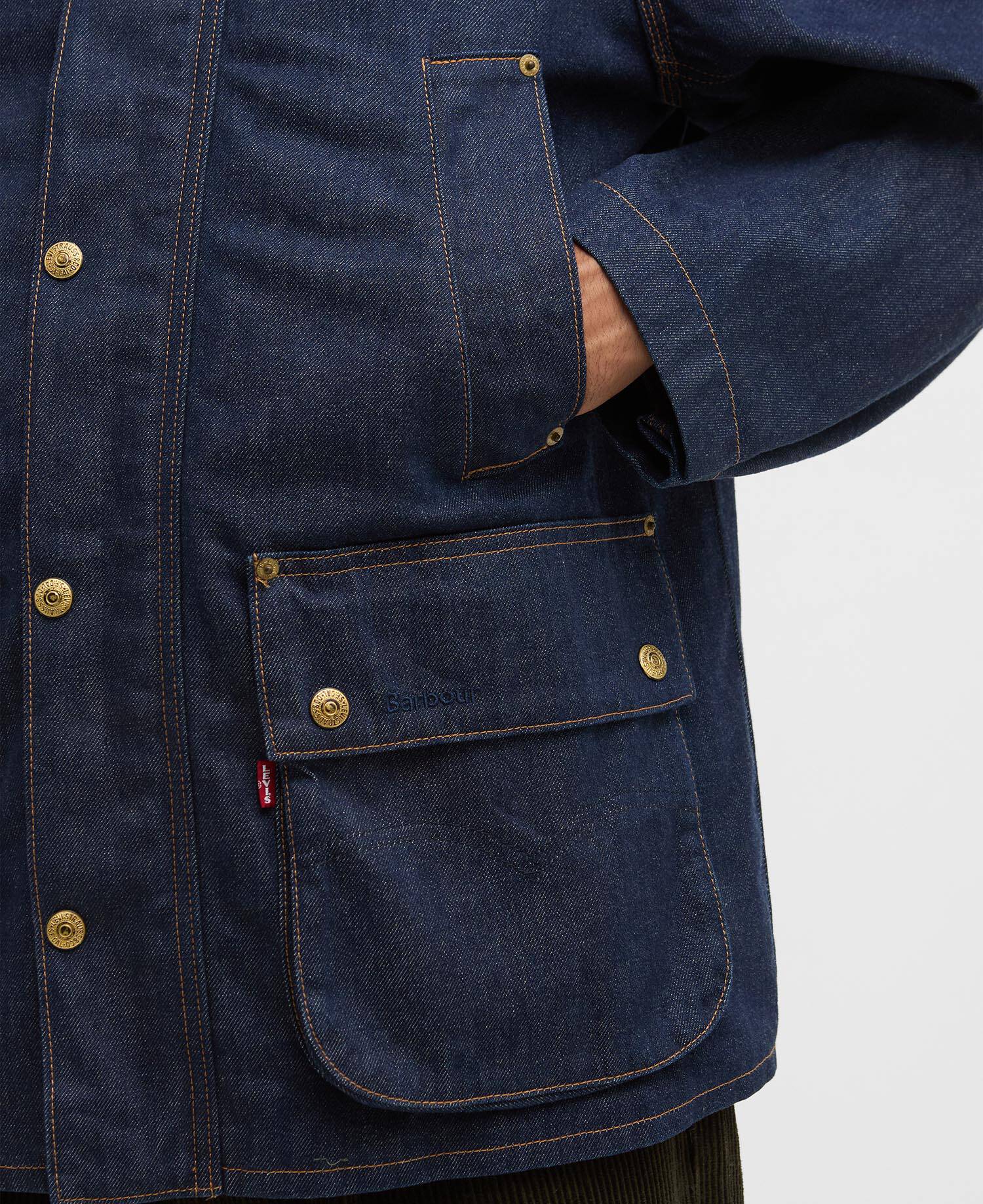 Barbour x Levi's Oversized Bedale Denim Jacket Dark Authentic image number 9