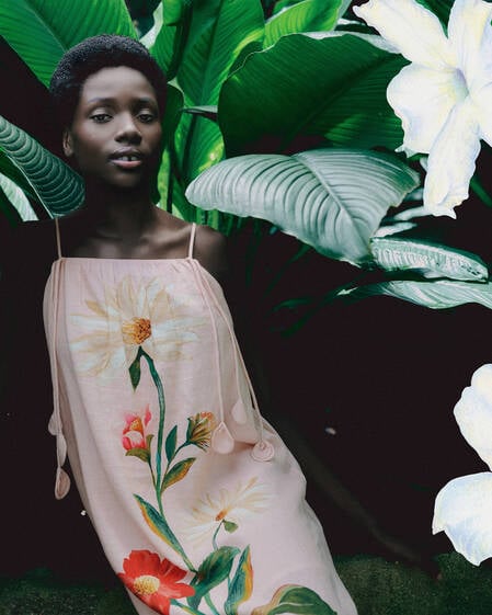 Barbour FARM Rio Bromelia Midi Dress Pink Edens Bloom