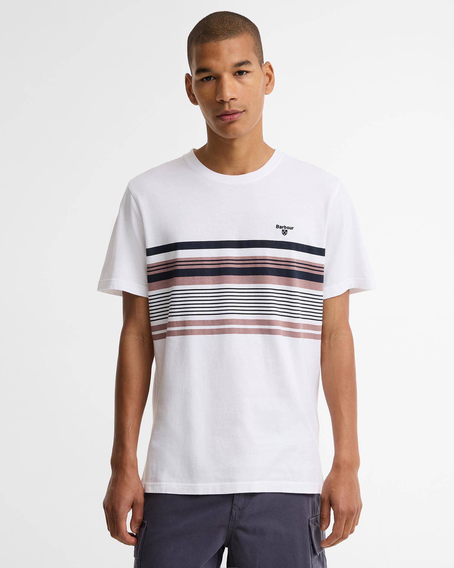 Teeside Striped Graphic Tailored T-Shirt White image number 0