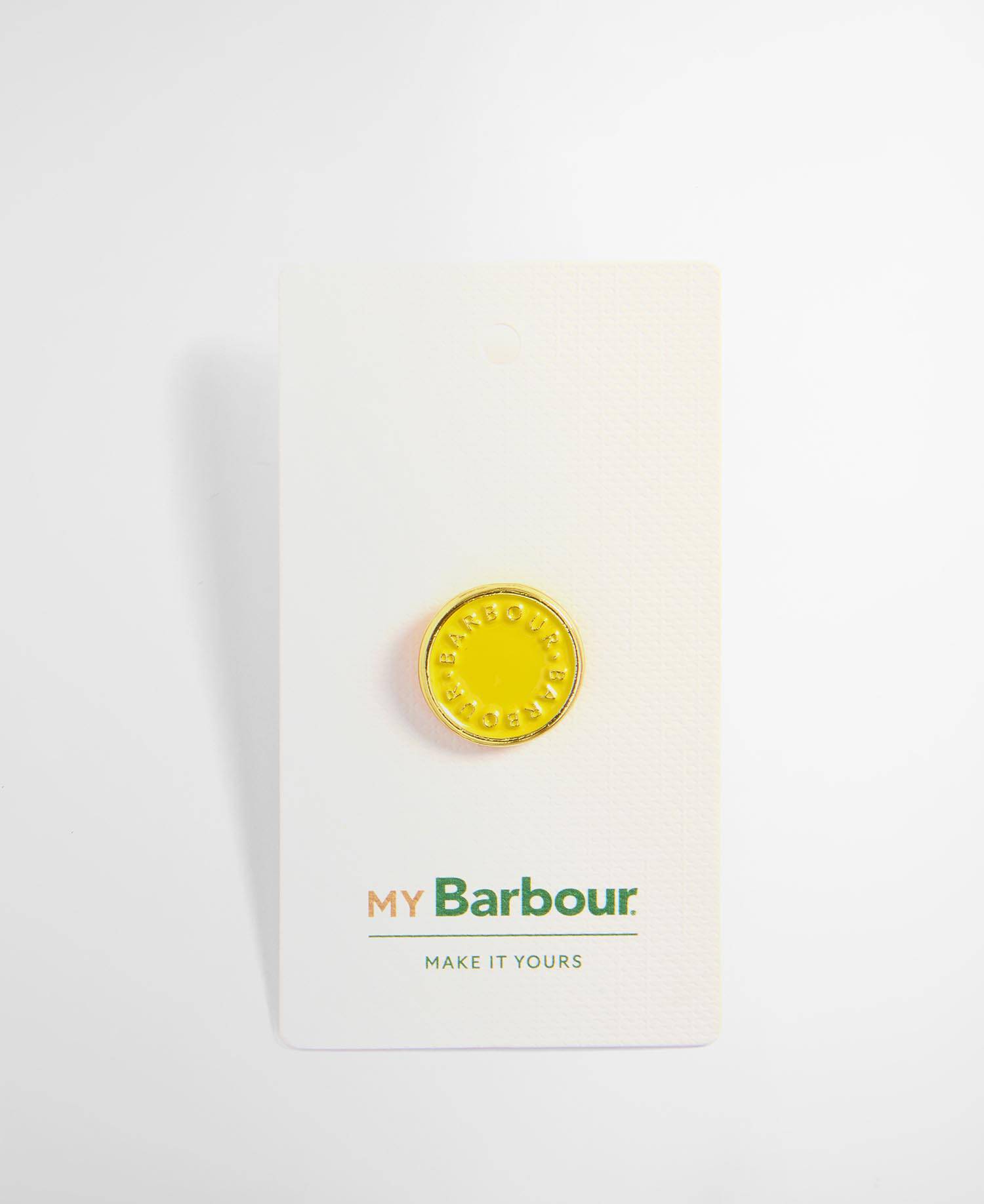 Barbour Yellow Button Pin Badge image number 0