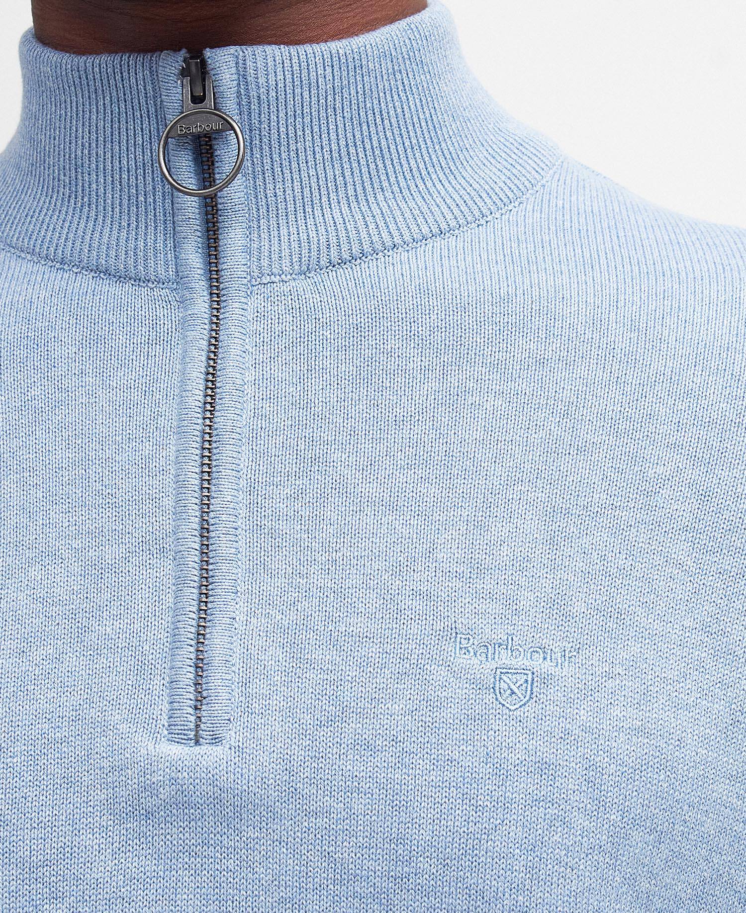 Cotton Quarter-Zip Jumper Dark Chambray image number 4