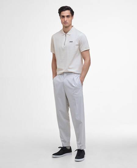 Alfred Jacquard Striped Polo Shirt Whisper White