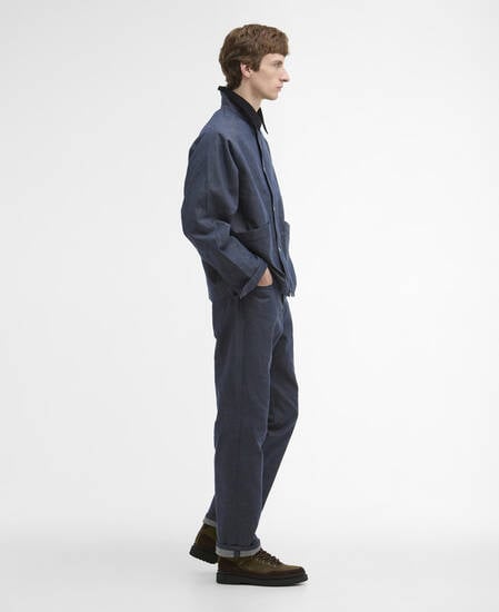 Barbour x ARKET Ocean Waxed Denim Loose Jeans Blue Denim