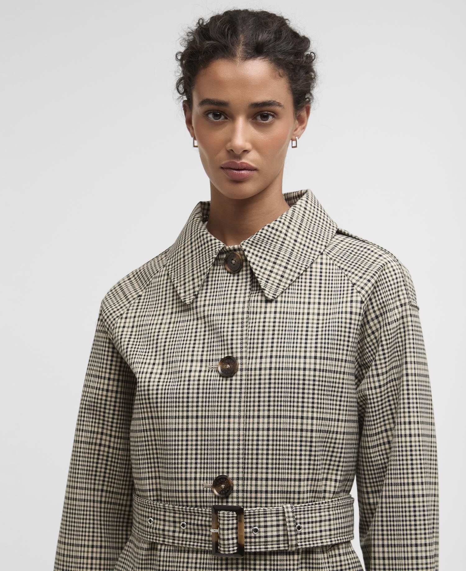 Maia Check Showerproof Trench Coat Olive Prince Of Wales Check
