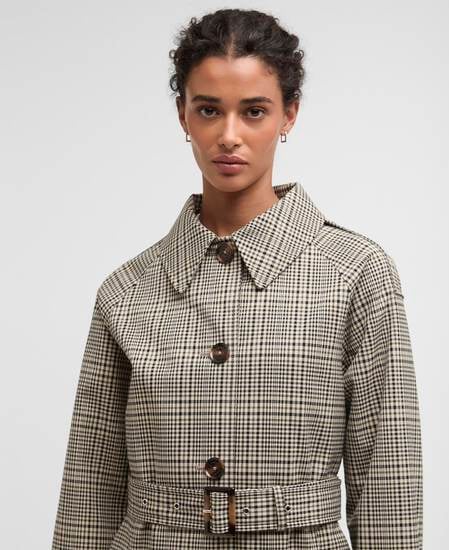 Trenchcoat Maia Check Showerproof Olive Prince Of Wales Check