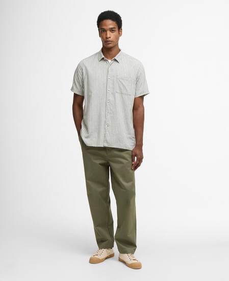 Nelson Striped Short-Sleeved Shirt Bleached Olive