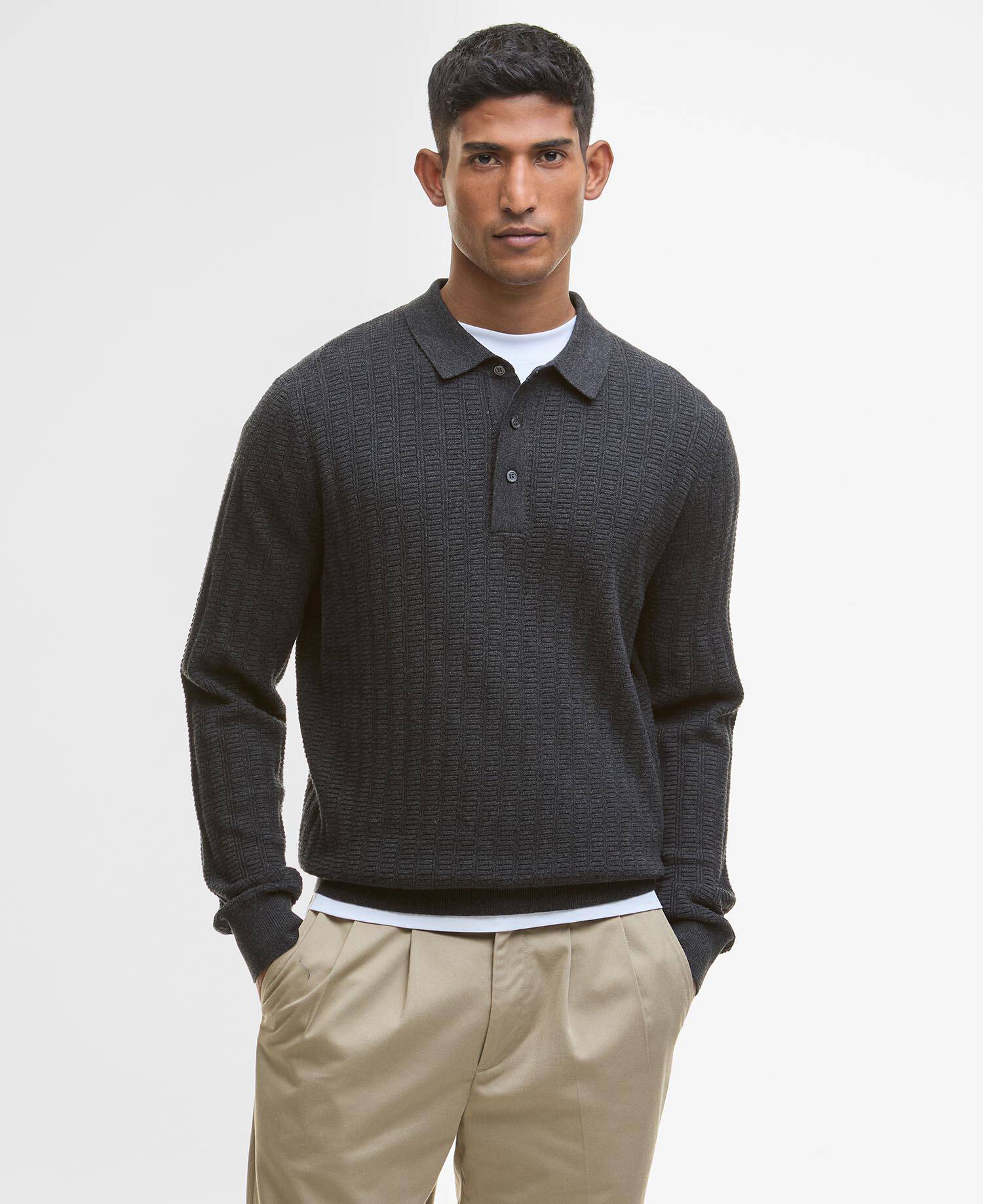 Smeaton Knitted Polo Black Marl image number 0