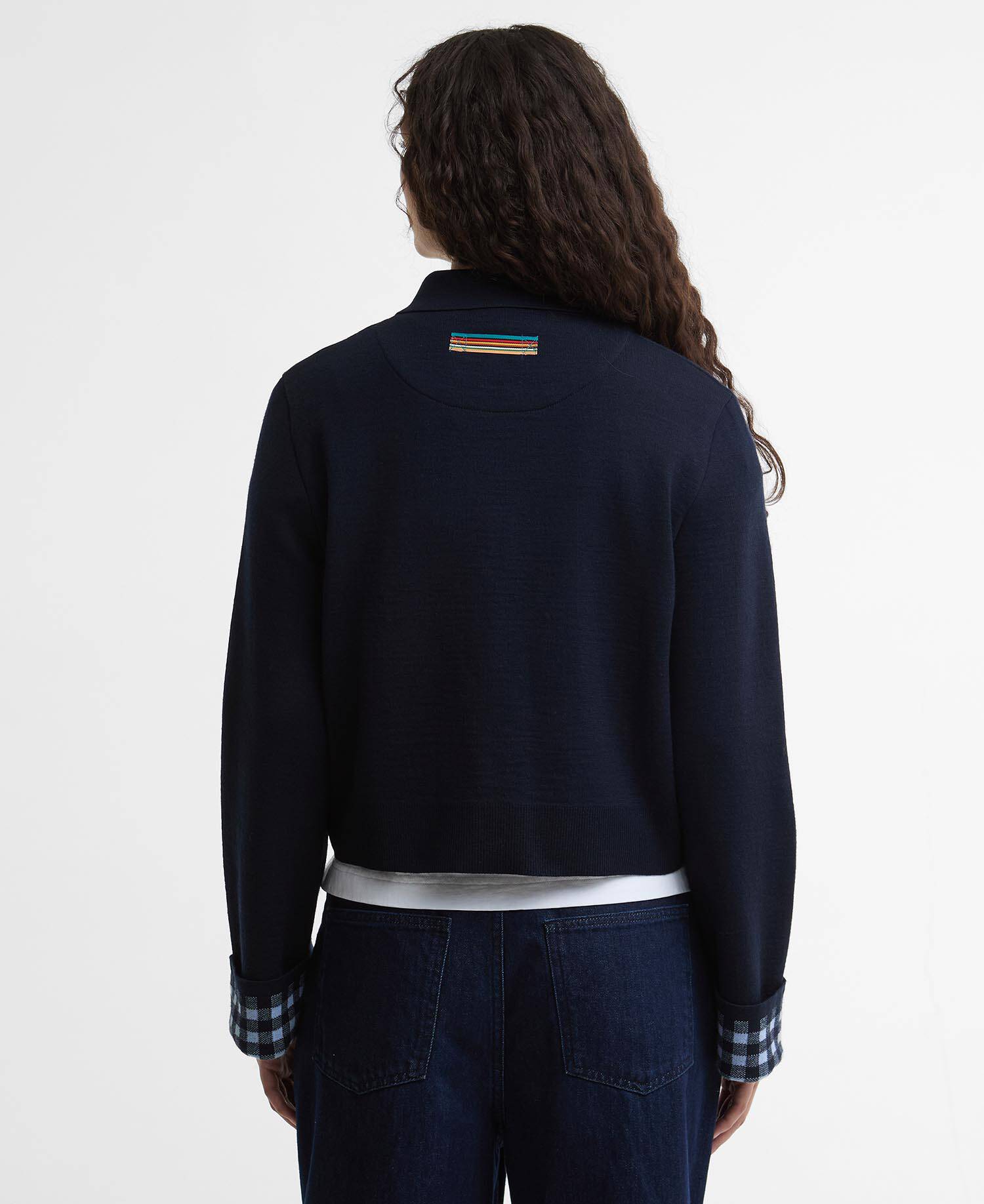 Paul Smith Loves Barbour Whitby Knitted Zip Through Cardigan Dark Navy image number 2