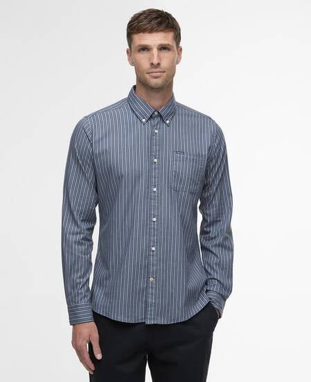 Camicia a maniche lunghe dalla vestibilit&agrave; leggermente aderente Longfield Navy