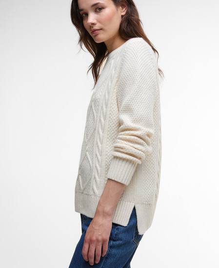 Maglione girocollo Burne con motivo a rombi Ecru