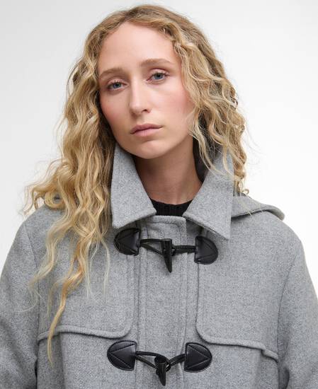 Melody Wool Duffle Coat Light Grey Marl/Onyx Tartan Melody Wool Duffle Coat Light Grey Marl/Onyx Tartan