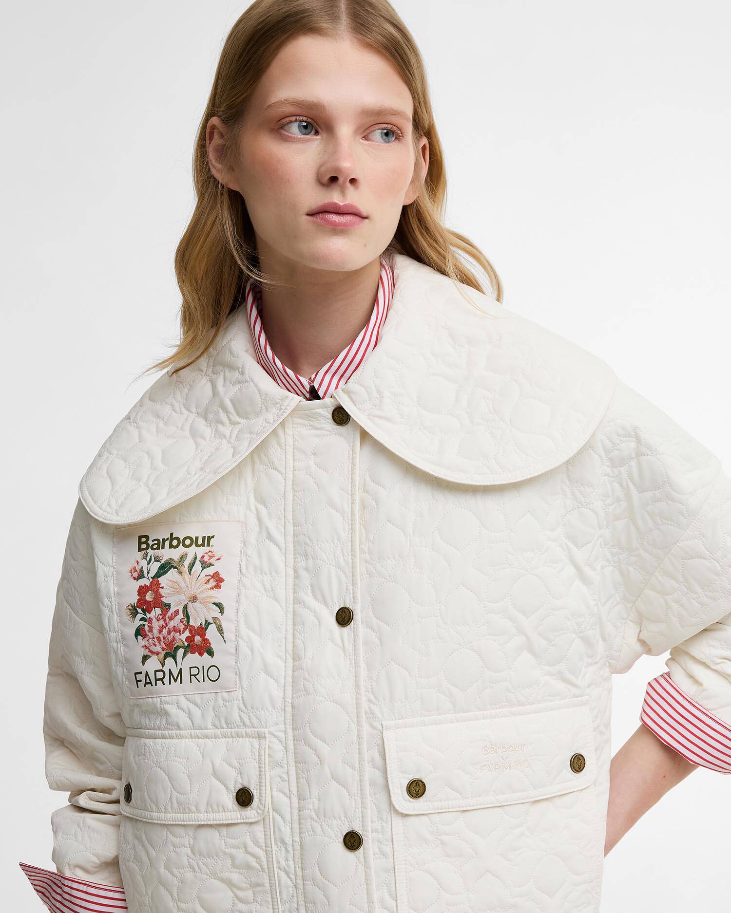 Barbour FARM Rio Lotus Quilted Jacket White Rose image number 3