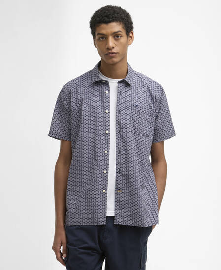 Appledore Printed Regular Short-Sleeved Shirt Navy