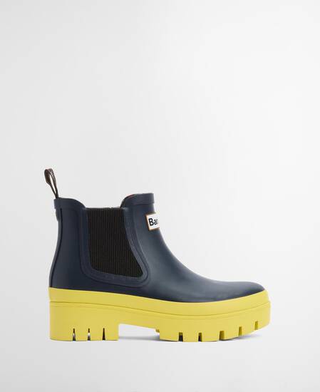 Halton Ankle Wellingtons Navy/Glo Chartruse