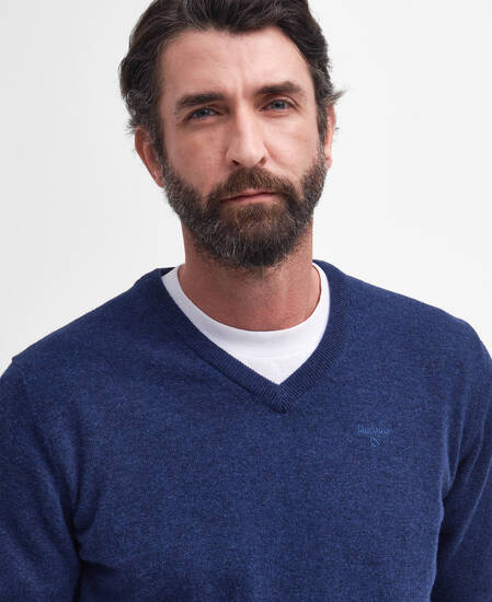 Essential V-Neck Jumper Deep Blue