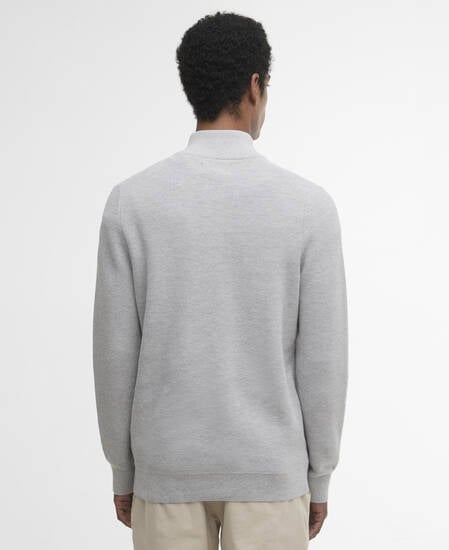 Maglione con zip corta Essential a nido d&rsquo;ape Grey Marl