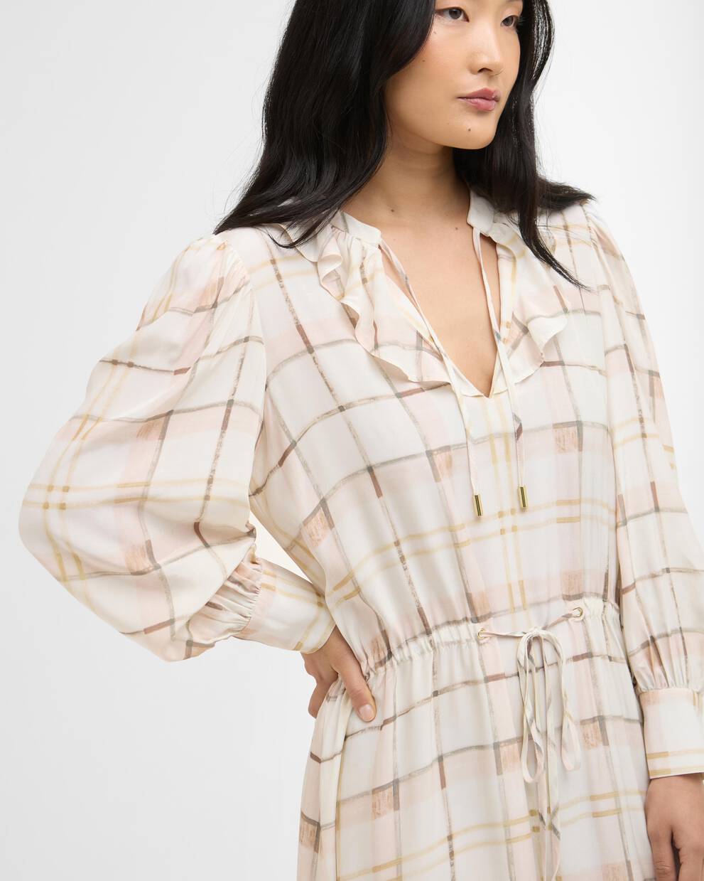 Asker Check Midi Dress