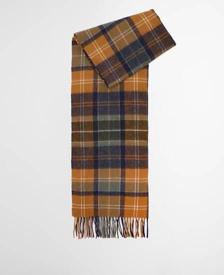 Brack Patchwork Tartan Wool Scarf Forest/Bronze Brown
