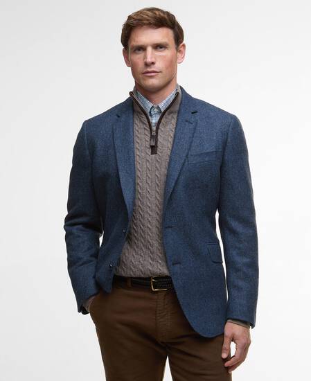 Blazer con motivo a spina di pesce Firth Moons Navy Blazer con motivo a spina di pesce Firth Moons Navy