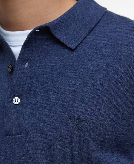 Hutherston Knitted Polo Shirt Navy Marl