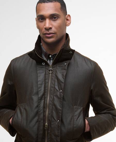 Modern Border Waxed Jacket Dark Brown