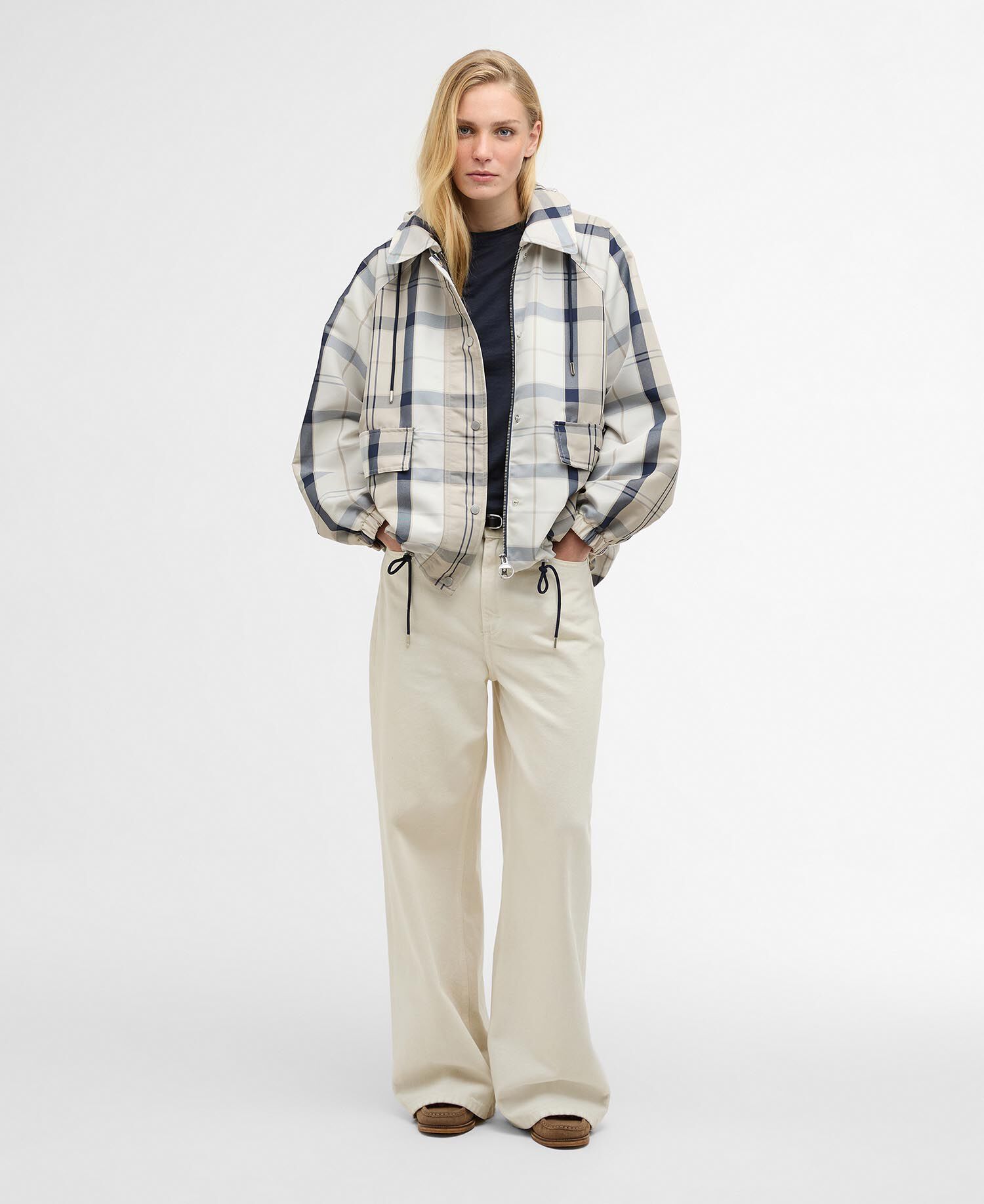 Ballina Check Showerproof Jacket Dress Navy Tartan
