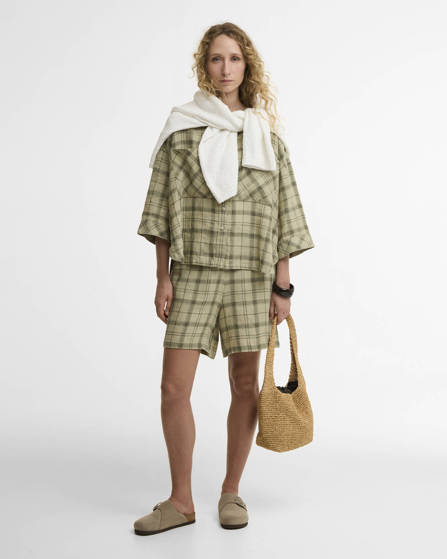 Shorts Orla Sage Green Tartan image number 0