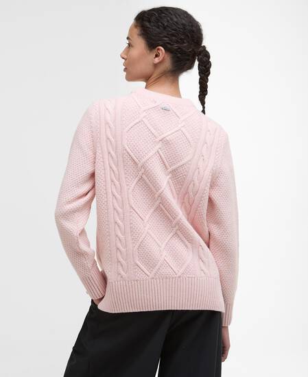 Maglione girocollo Burne con motivo a rombi Pink Blush
