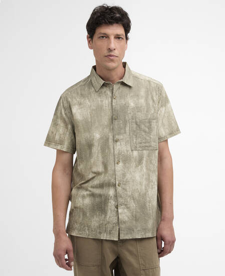 Ross Printed Short-Sleeved Relaxed Shirt Grey Olive