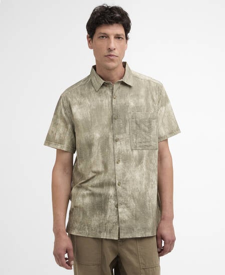 Ross Printed Short-Sleeved Relaxed Shirt Grey Olive