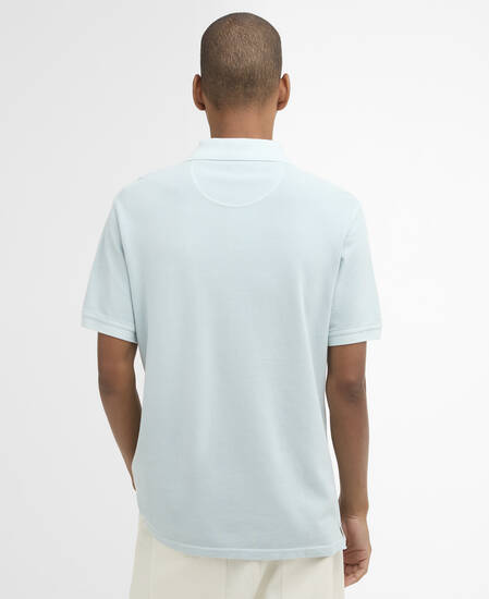 Washed Tartan Tailored Pique Polo Washed Sky