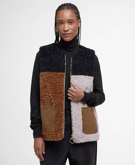 Gilet in pile Cathy Natural/Camel/Black