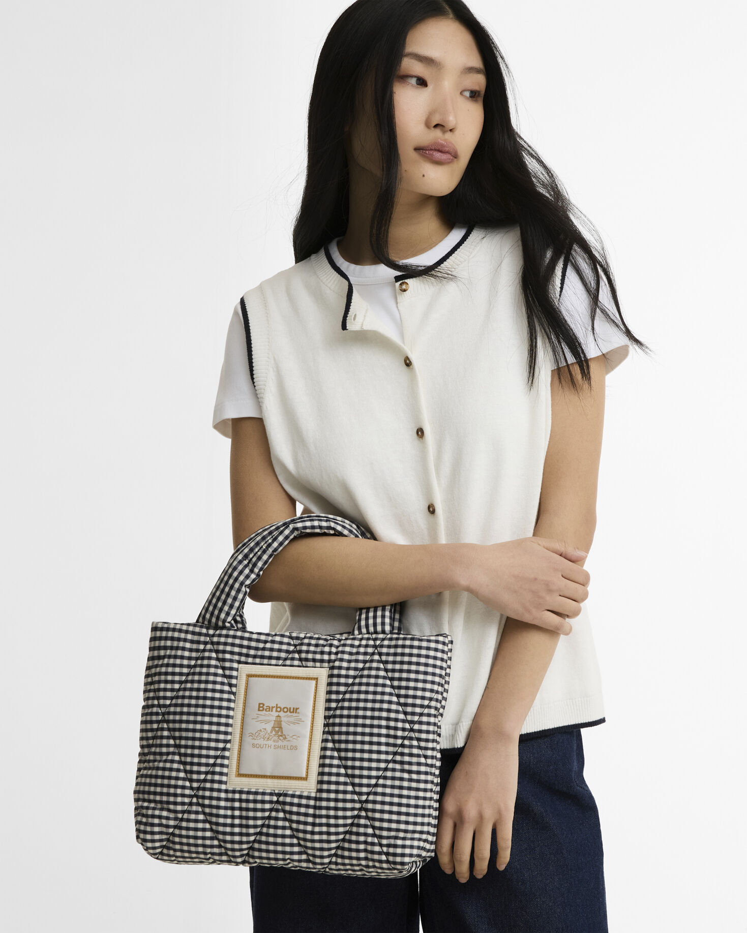 Riah Mini Quilted Tote Bag Gingham Check
