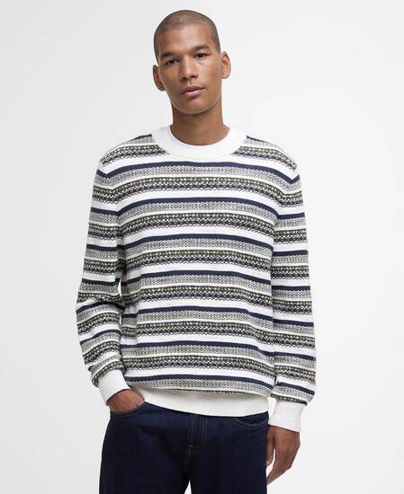 Topcliffe Fairisle Crew Neck Sweater Whisper White