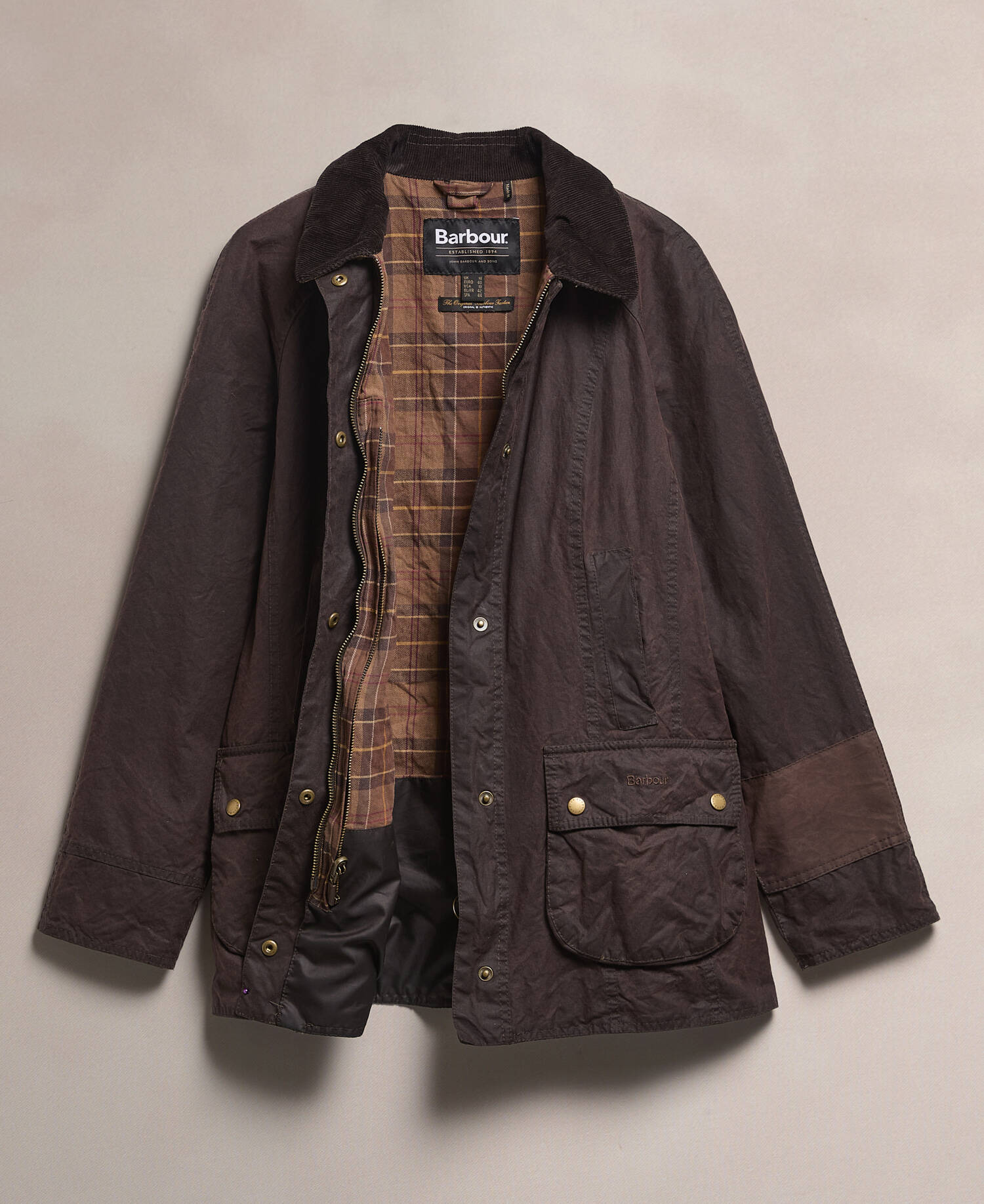Barbour Re-Loved Women's Beadnell Waxed Jacket - Size 14 Rustic image number 1