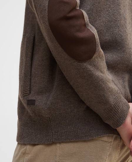 Essential Elbow-Patch Cardigan Dark Stone