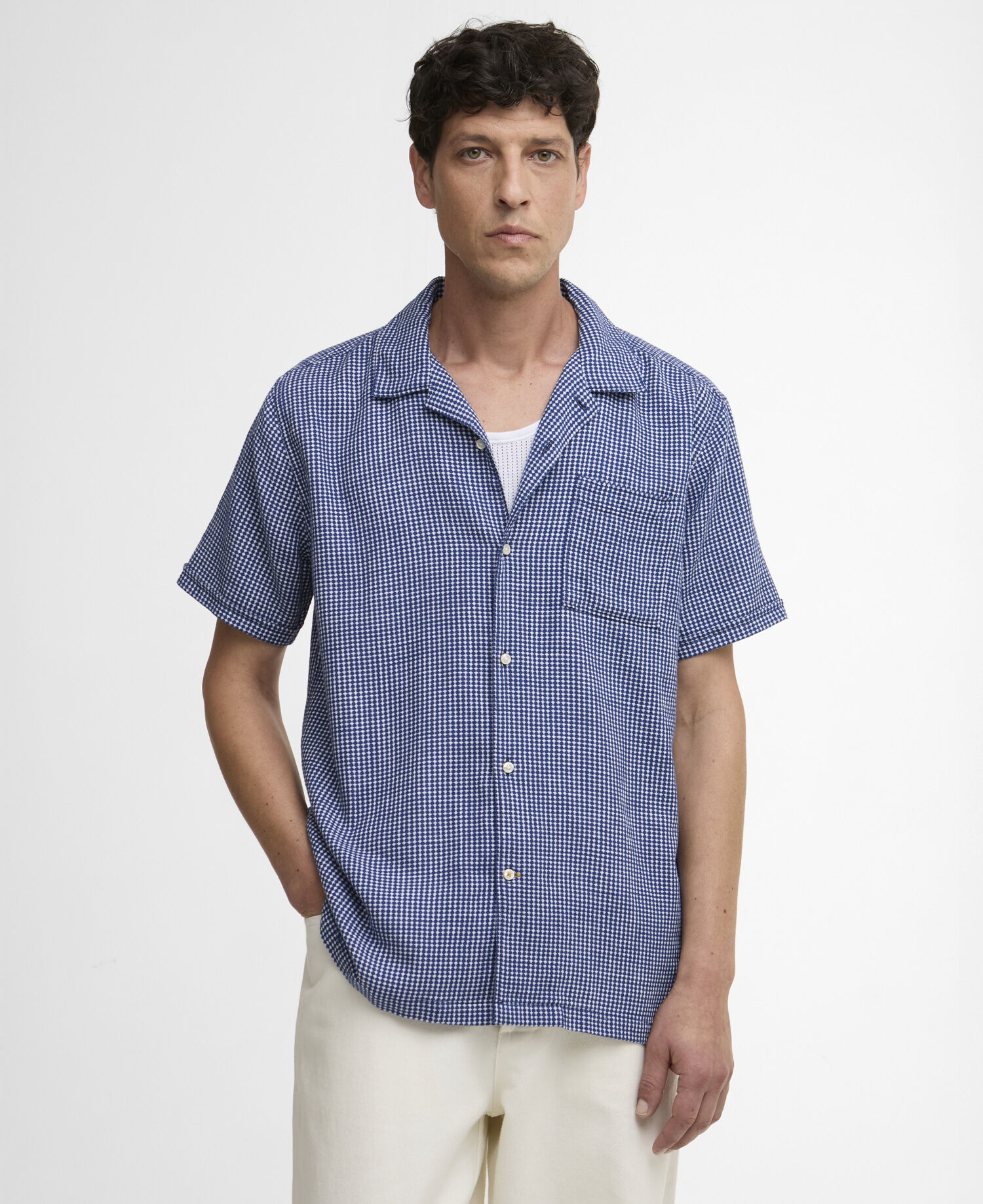 Rudbeck Textured Short-Sleeved Shirt Navy