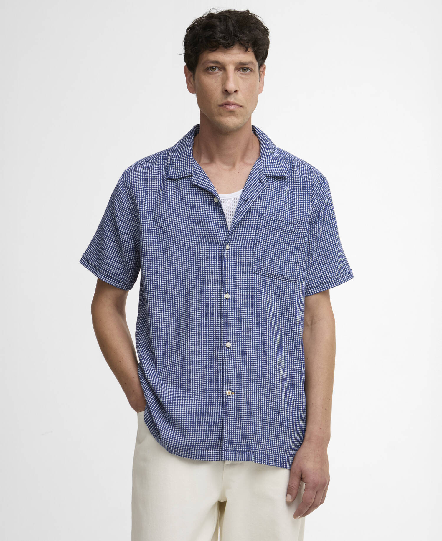 Rudbeck Textured Short-Sleeved Shirt Navy image number 0