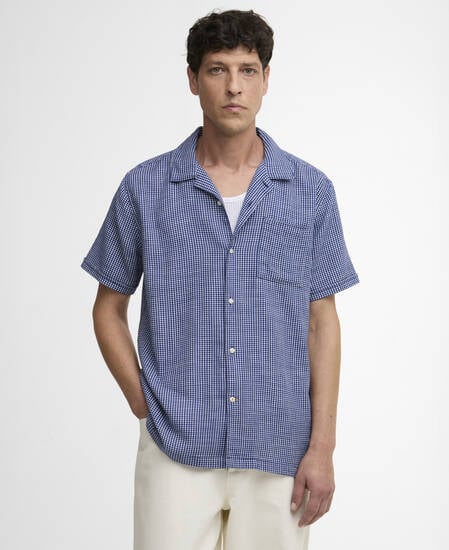 Rudbeck Textured Short-Sleeved Shirt Navy