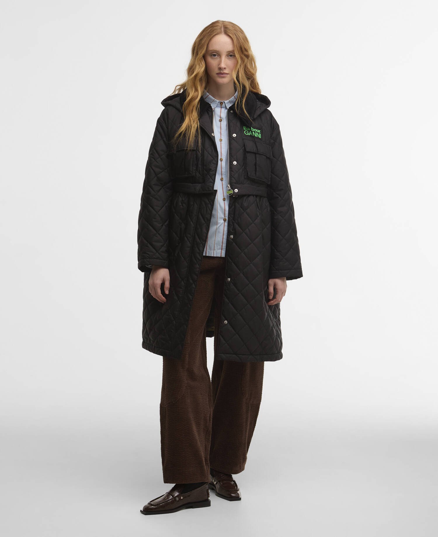 Barbour x GANNI Peplum Longline Quilted Jacket image number 1